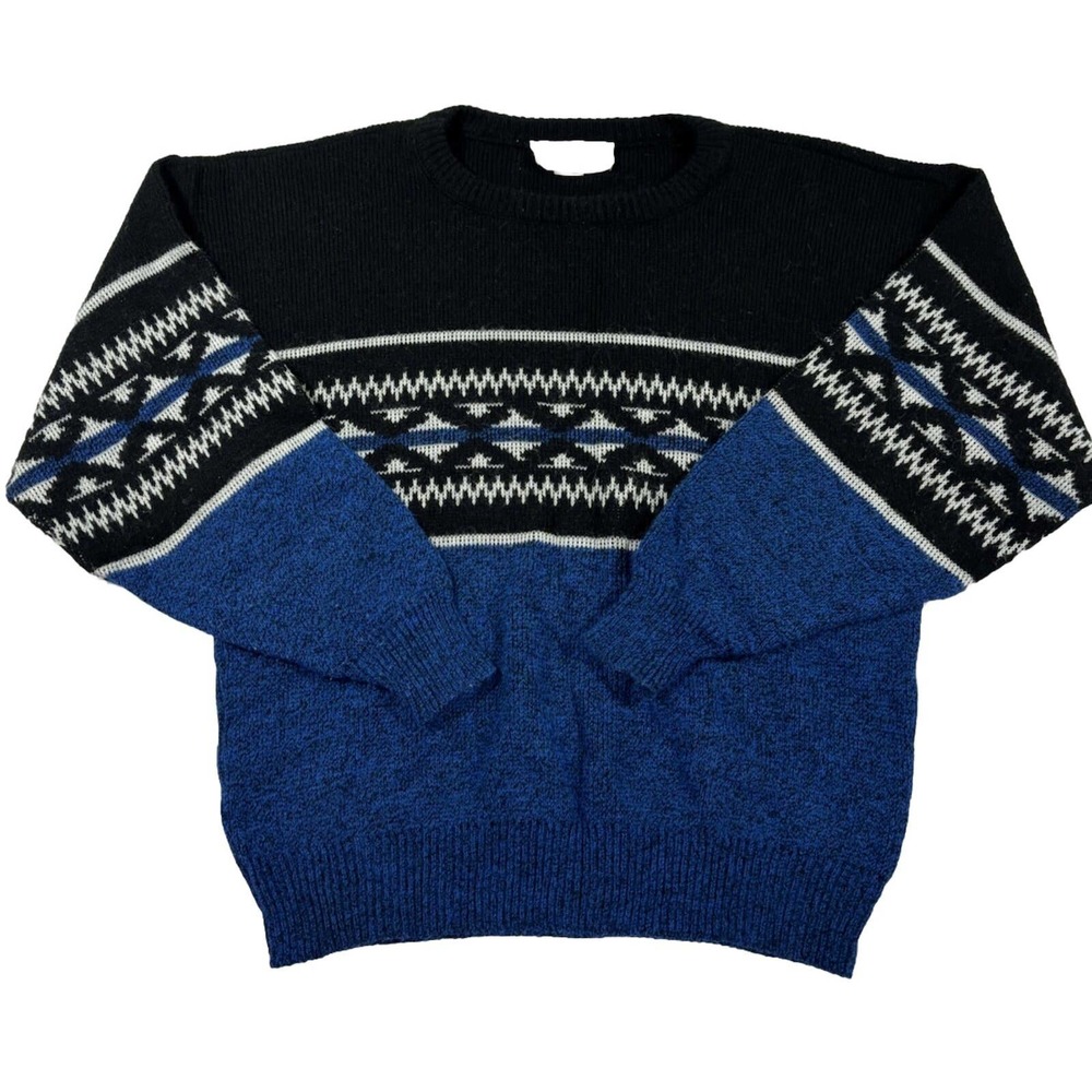 Sweater Graphix Sweater Mens XL Pullover Acrylic Vintage 90s Black Blue
